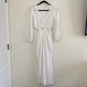 Seafolly Drifter Cut Out Dress White V‑Neck Maxi Beach Bridal Cotton Medium
